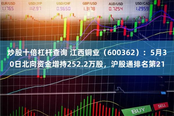 炒股十倍杠杆查询 江西铜业（600362）：5月30日北向资金增持252.2万股，沪股通排名第21