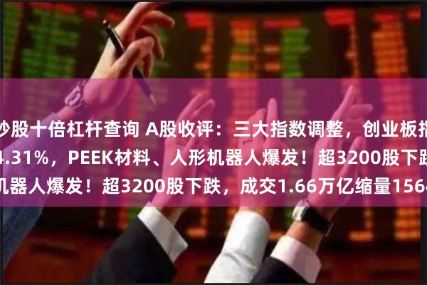 炒股十倍杠杆查询 A股收评：三大指数调整，创业板指跌0.81%北证50跌4.31%，PEEK材料、人形机器人爆发！超3200股下跌，成交1.66万亿缩量1564亿