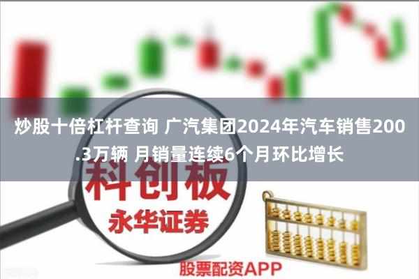 炒股十倍杠杆查询 广汽集团2024年汽车销售200.3万辆 月销量连续6个月环比增长