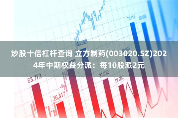 炒股十倍杠杆查询 立方制药(003020.SZ)2024年中期权益分派：每10股派2元